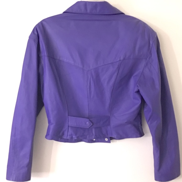 VINTAGE Chia Purple Leather Jacket - Picture 2 of 16